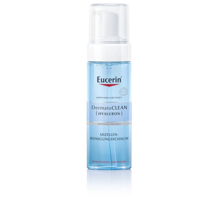 De Eucerin dermatoclean micellair mousse met hyaluron is een milde, maar effectieve micellaire schuimreiniger die onzuiverheden en waterproof make-up verwijdert. Bevat hydraterende ingrediënten die reinigen zonder de huid uit te drogen.
