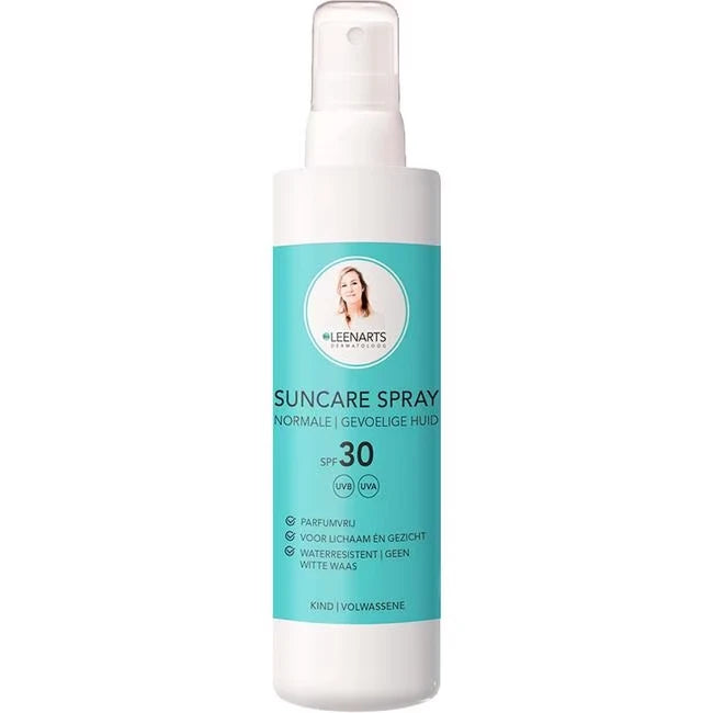 Ben jij op zoek naar een prettige, veilige en goed beschermende zonnebrandcrème? Dan is deze suncare spray met een SPF 30 een goede optie om te gebruiken. De zonnebrandspray is ontwikkeld door dermatoloog Drs Leenarts en is volledig vegan, dierproefvrij, waterresistent en zonder witte waas.