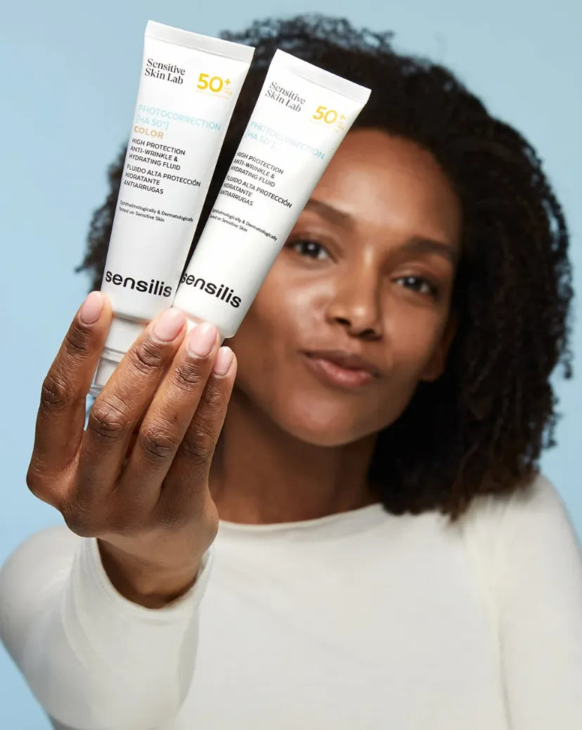 Getinte dagcrème met SPF 50+. Hydrateert, corrigeert hyperpigmentatie en biedt een natuurlijke finish. Perfect voor de gevoelige huid! Sensilis photocorrection dagcreme met spf 50+ 