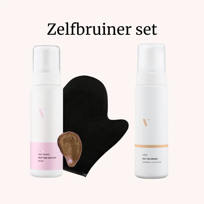 Zelfbruiner Set – Voor een egale, natuurlijke teint met hydratatie en verzorging

Deze complete Zelfbruiner Set van Venice Body bevat alles wat je nodig hebt voor een stralende, zomerse teint – het hele jaar door. De set bestaat uit:

Venice Body Zelfbruiner Mousse (200 ml)

Tanning handschoen

Zelfbruiner Verwijderaar (200 ml)