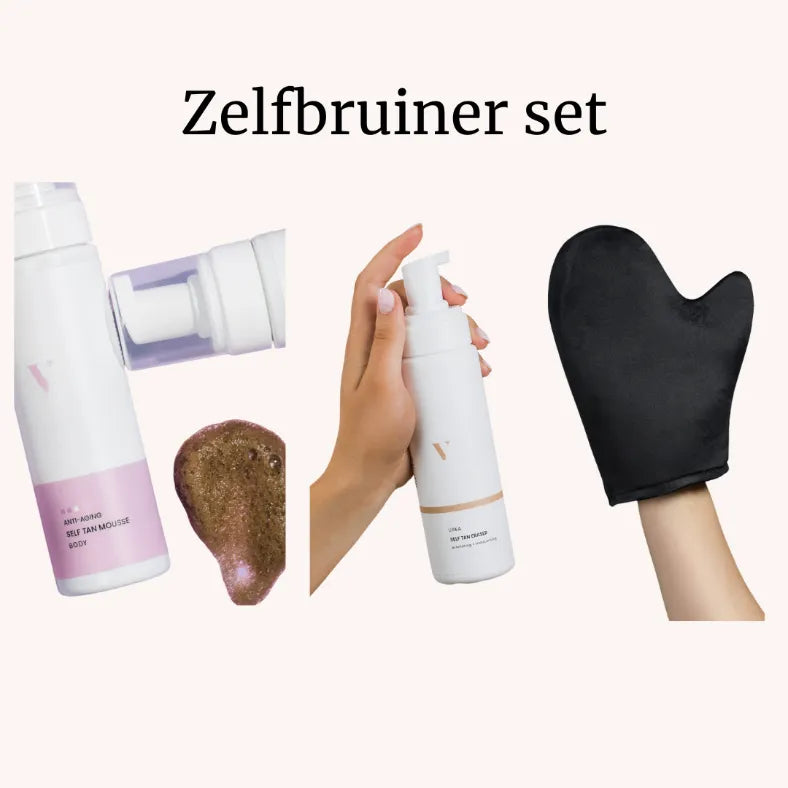 Zelfbruiner Set – Voor een egale, natuurlijke teint met hydratatie en verzorging

Deze complete Zelfbruiner Set van Venice Body bevat alles wat je nodig hebt voor een stralende, zomerse teint – het hele jaar door. De set bestaat uit:

Venice Body Zelfbruiner Mousse (200 ml)

Tanning handschoen

Zelfbruiner Verwijderaar (200 ml)