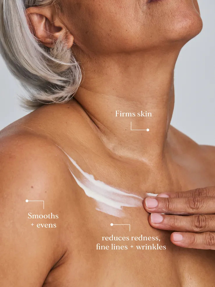 De Alpha-H retinol reboot exfoliating body treatment geformuleerd met retinol en glycolzuur is ideaal voor het gebruik op de hals, het decolleté en daarbuiten, helpt deze snel absorberende nachtbehandeling het uiterlijk van schade door de zon, roodheid en een ongelijkmatige textuur te verbeteren.&amp;nbsp;