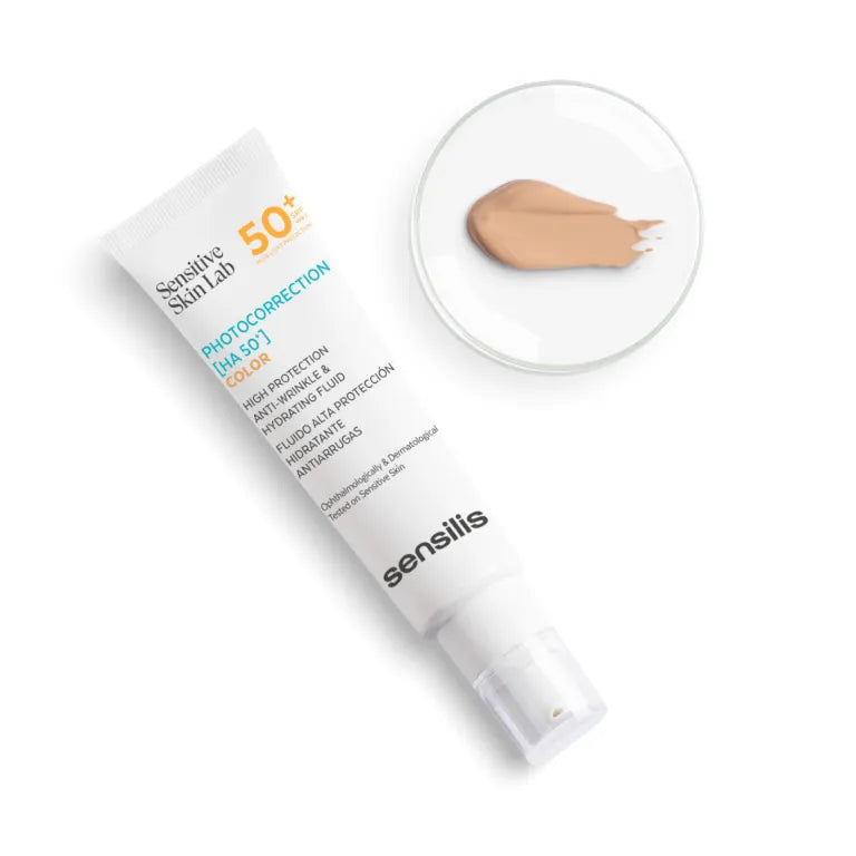 Sensilis Photocorrection HA SPF 50+ Color: volledige bescherming, anti-aging én een egale teint. Voor een gezonde, stralende huid zonder compromis! Getinte dagcreme met SPF 50 met anti-aging en hydratatie voordelen.